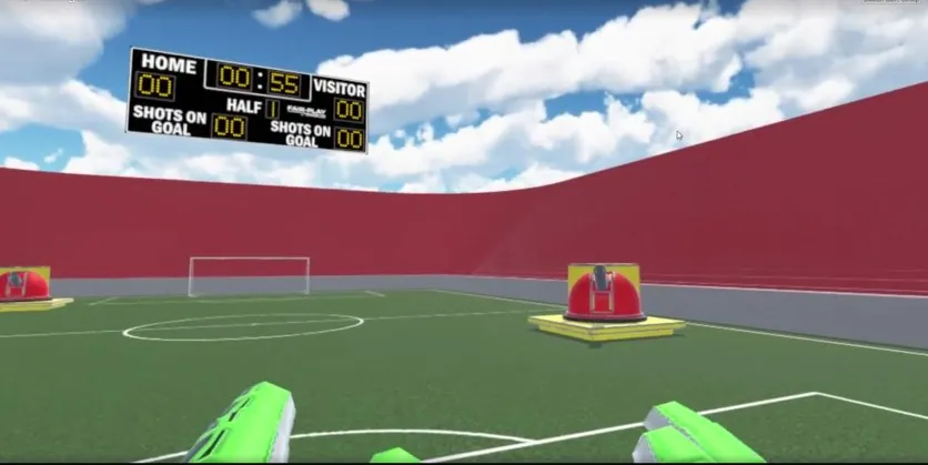 Skärmbild från Stretchy Goal Keeper med ett fotbollsmål